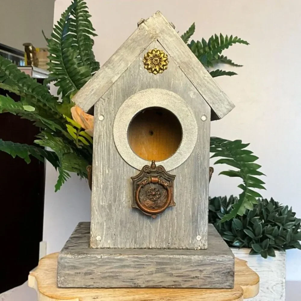 Incredible artist made birdhouse reclaimed wood vintage hardware accents 1 of 1